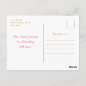 Rosa und goldene Schneeflocken Geburtstagsparty Postkarte (Rückseite)