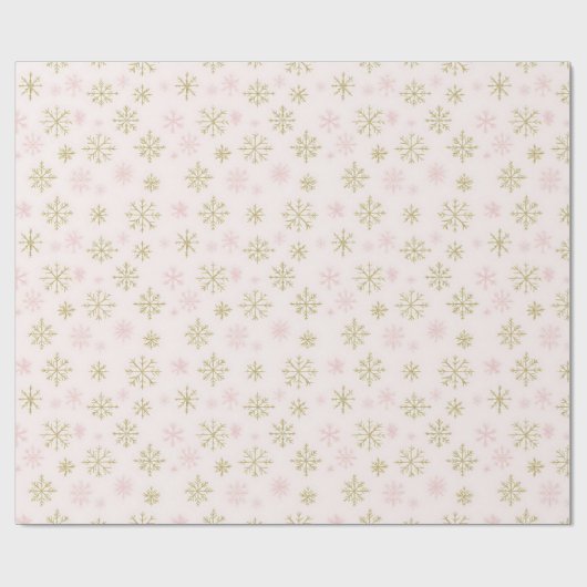Rosa und goldene Schneeflocken Geschenkpapier (Flach)