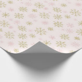 Rosa und goldene Schneeflocken Geschenkpapier (Ecke)