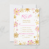 Rosa und goldene Schneeflocken Wintermesse RSVP Karte (Vorderseite)