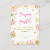 Rosa und goldene Schneeflocken Winterwindeln Begleitkarte (Vorderseite)