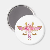 Rosa und goldene Sleeping Giraffe Magnet (Vorderseite/Rückseite)