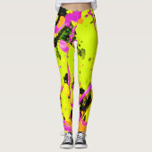 Rosa und goldene Spritzer Farbe Abstrakt Leggings (Vorderseite)