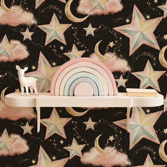 Rosa und goldene Sterne und Monde - Celestie Tapete (Von Creator hochgeladen)