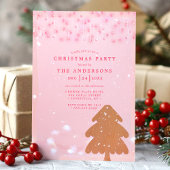 Rosa und goldene Streichellichter Modernes Weihnac Einladung