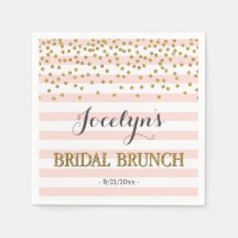 Rosa und goldene Streifen Confetti Bridal Brunch