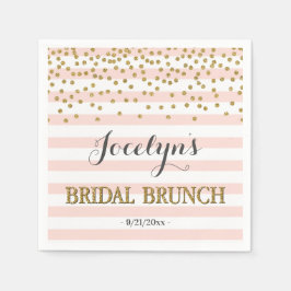 Rosa und goldene Streifen Confetti Bridal Brunch Serviette