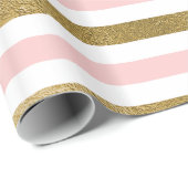 Rosa und goldene Streifen Geburtstagsparty Geschenkpapier (Rolleneckpunkt)