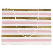 Rosa und goldene Streifen Geburtstagsparty Große Geschenktüte (Rückseite)