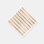Rosa und goldene Streifen Geburtstagsparty Serviette (Ecke)