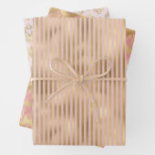 Rosa und goldene Streifen Geschenkpapier Set (Beispiel)