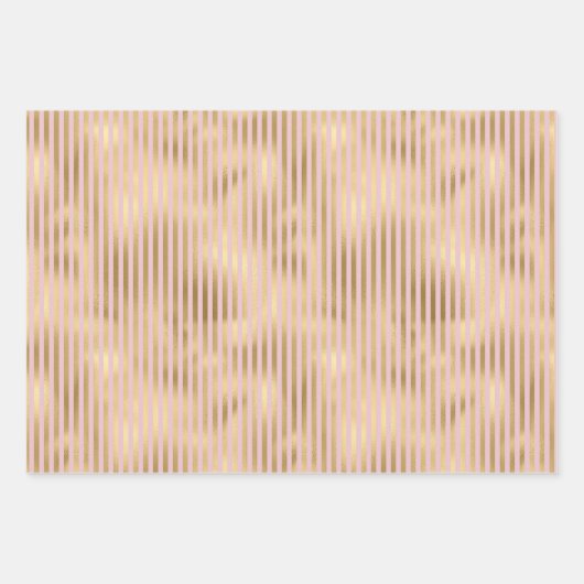 Rosa und goldene Streifen Geschenkpapier Set (Vorderseite)