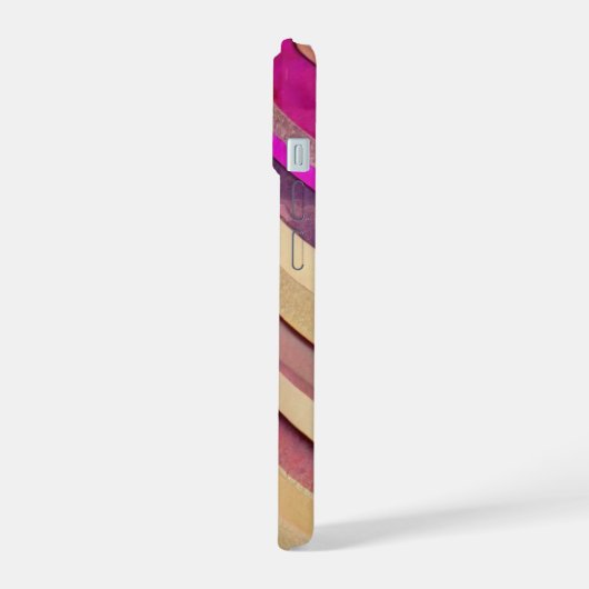 Rosa und goldene Streifen - Handy-Fall iPhone 15 Hülle (Linke Seite)