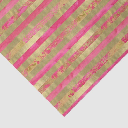 Rosa und goldene Streifen Seidenpapier (Ausschnitt)