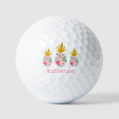 Rosa und goldene tropische Ananas Personalisiert Golfball (Vorderseite)