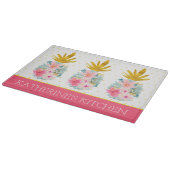 Rosa und goldene tropische Ananas und Polka-Punkte Schneidebrett (Ecke)