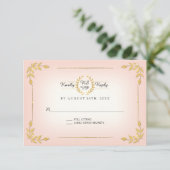 Rosa und goldene UAWG Moderne Laurel Leaf Wreath C RSVP Karte (Stehend Vorderseite)