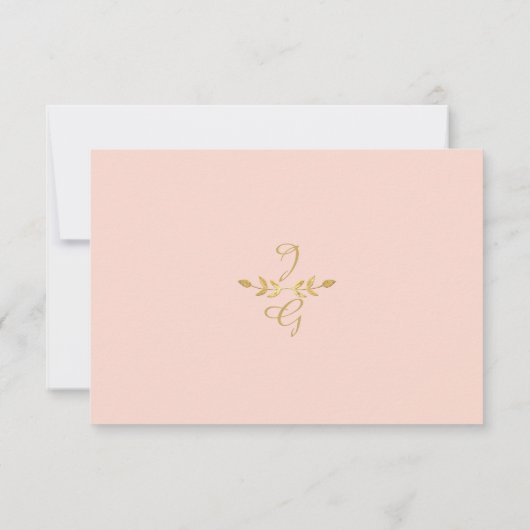 Rosa und goldene UAWG Moderne Laurel Leaf Wreath C RSVP Karte (Rückseite)