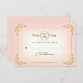 Rosa und goldene UAWG Moderne Laurel Leaf Wreath C RSVP Karte (Vorne/Hinten)