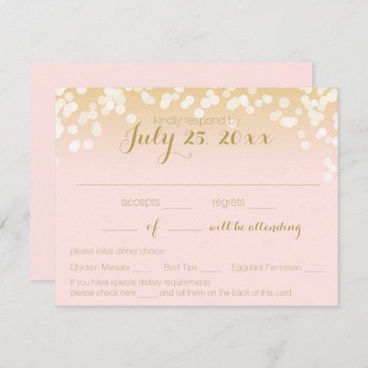 Rosa und goldene UAWG RSVP Karte (Vorne/Hinten)