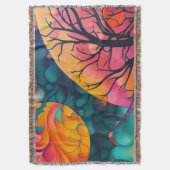 Rosa und goldene Vollmond Silhouette Decke (Vorderseite Vertikal)