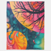 Rosa und goldene Vollmond Silhouette Fleecedecke (Vorderseite)