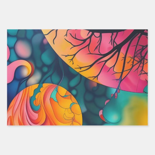 Rosa und goldene Vollmond Silhouette Geschenkpapier Set (Vorderseite 3)