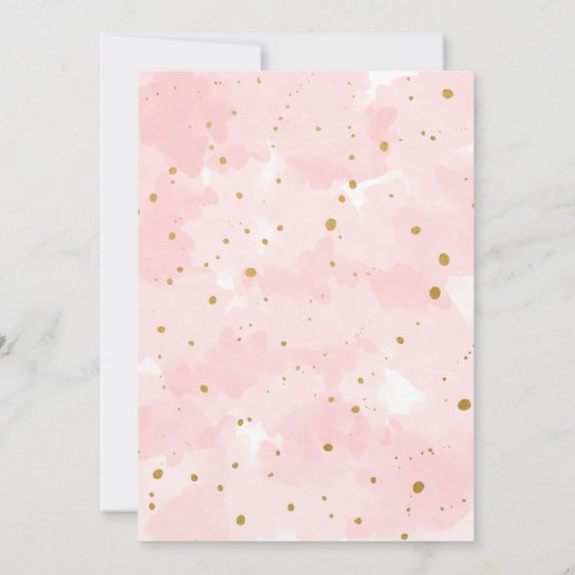 Rosa und goldene Wasserfarbe Girl Baby Sprinkle Einladung (Rückseite)