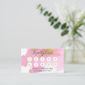 Rosa und goldene Wasserfarben Loyalität Loyalität Treuekarte (Stehend Vorderseite)