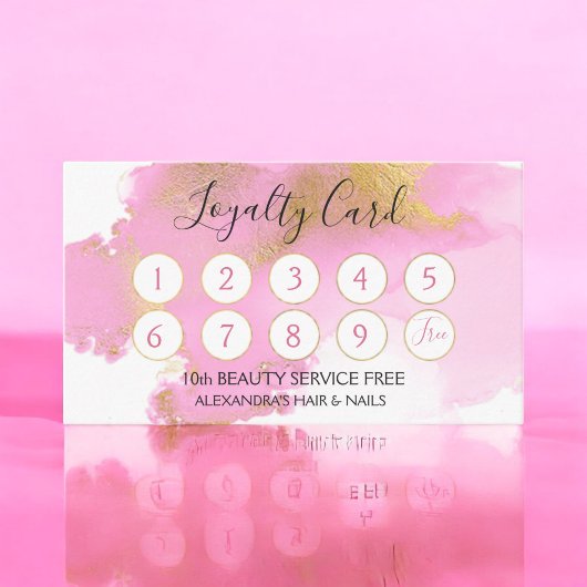 Rosa und goldene Wasserfarben Loyalität Loyalität Treuekarte