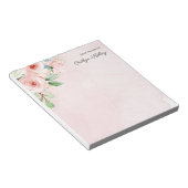 Rosa und goldene Wasserfarbenflora, vom Schreibtis Notizblock (angewinkelt)