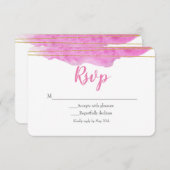 Rosa und goldene Wasserfarbenprägung RSVP-Karte RSVP Karte (Vorne/Hinten)