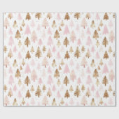 Rosa und goldene Weihnachtsbäume Geschenkpapier (Flach)