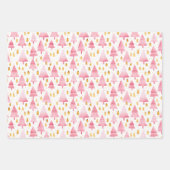 Rosa und goldene Weihnachtsbäume Geschenkpapier Set (Vorderseite 3)
