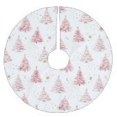 Rosa und goldene Weihnachtsbäume Polyester Weihnachtsbaumdecke (Vorderseite)