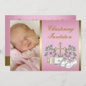 Rosa und goldene Weihnachtszeit Einladung (Vorne/Hinten)