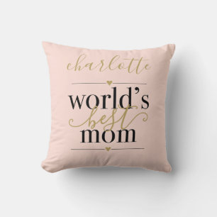 Rosa und goldene Welt Beste Mama Personalisiert Kissen