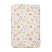 Rosa und goldene Winterschneeflocken Badematte (Vorderseite Vertikal)