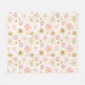 Rosa und goldene Winterschneeflocken Fleecedecke (Vorderseite (Horizontal))