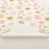 Rosa und goldene Winterschneeflocken Sherpadecke (3/4)