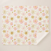 Rosa und goldene Winterschneeflocken Sherpadecke (Vorderseite (Horizontal))