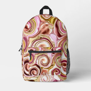 Rosa und goldene Wirbel Bedruckter Rucksack