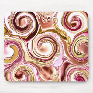 Rosa und goldene Wirbel und wirbeln Mousepad