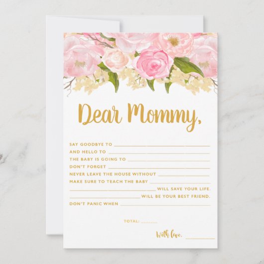 Rosa und goldene Wünsche für Babyberatungskarten Einladung (Vorderseite)