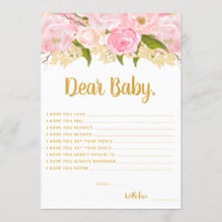 Rosa und goldene Wünsche für Babyberatungskarten