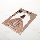 Rosa und goldener Blumenstrauch Quinceñera Real Folieneinladung (Gedreht)