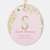 Rosa und goldener Buchstabe "S" Bläsermonogramm Ge Keramik Ornament (Links)