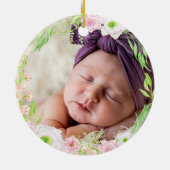 Rosa und goldener Buchstabe "X" Blumenmonogramm Ge Keramik Ornament (Hinten)