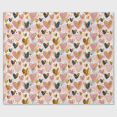 Rosa und goldener Chalk Herz Valentinstag Geschenkpapier (Flach)