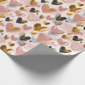 Rosa und goldener Chalk Herz Valentinstag Geschenkpapier (Ecke)